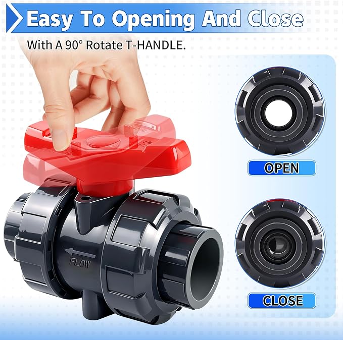 PVC Union Ball Valve, ASTM EPDM O-ring, Slip Socket Ball Valve - Image 5