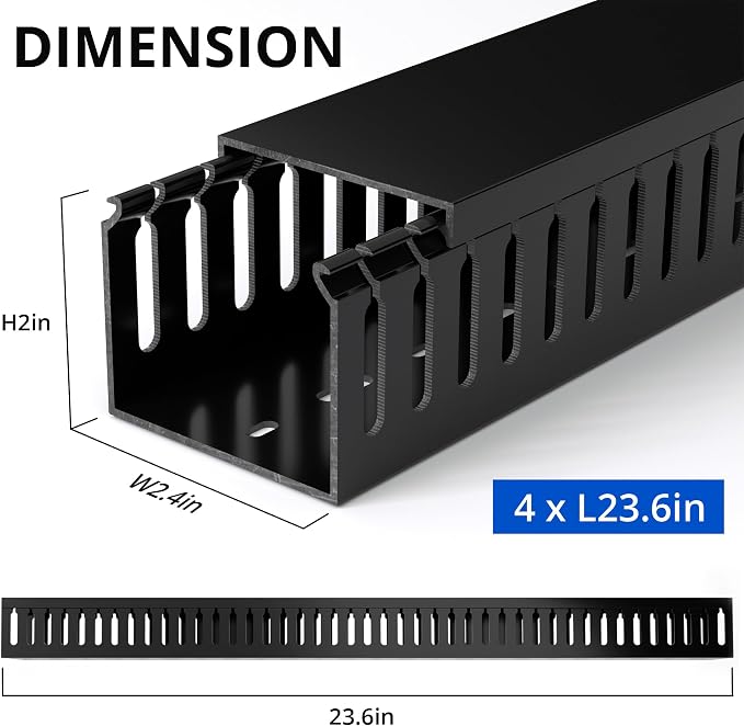 ZhiYo 2"H x 2.4"W Cable Management Raceway, 95in Under Desk Channel, 23.6in Each - Image 2