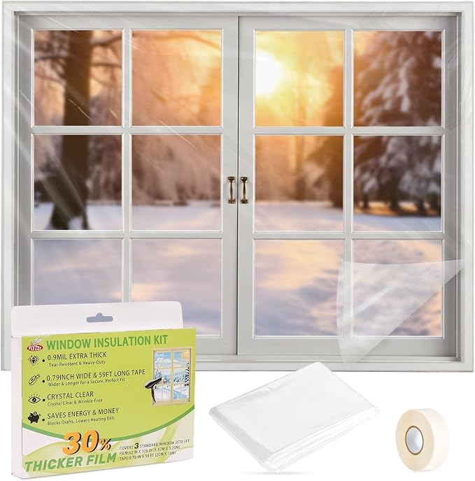 FLYZZZ Window Insulation Kit, 62X126inch 0.9 Mil Window Plastic by FLYZZZ