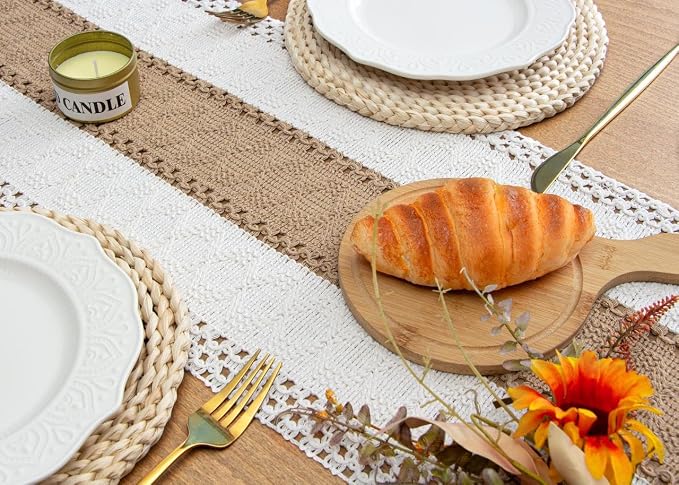 Boho Table Runner for Fall Home Decor 12x90 Farmhouse Woven Runner | 90 Inches - Image 7