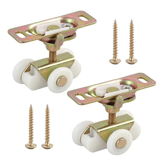 2Pcs Gold 3/4" Sliding Pocket Door Rollers Assembly, Sliding Door Wheels - Image 7