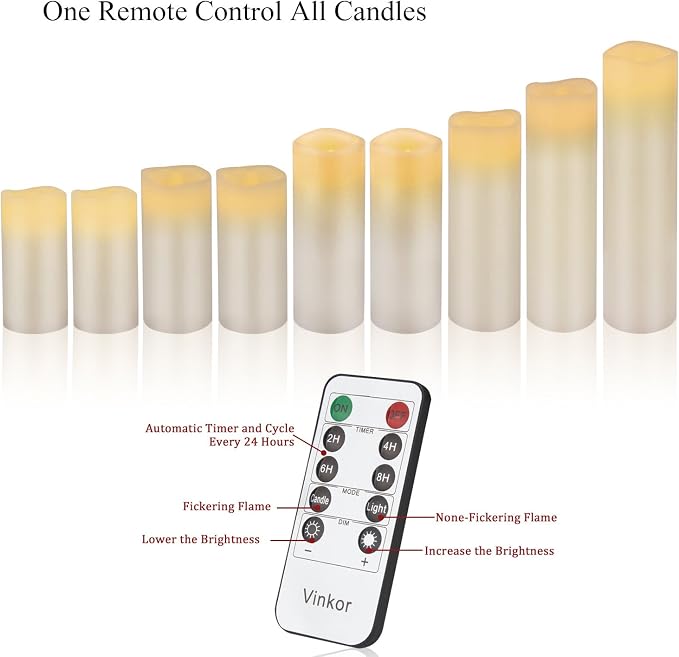 Flameless Candles Battery Operated Candles Real Wax Pillar LED Candles - Image 6