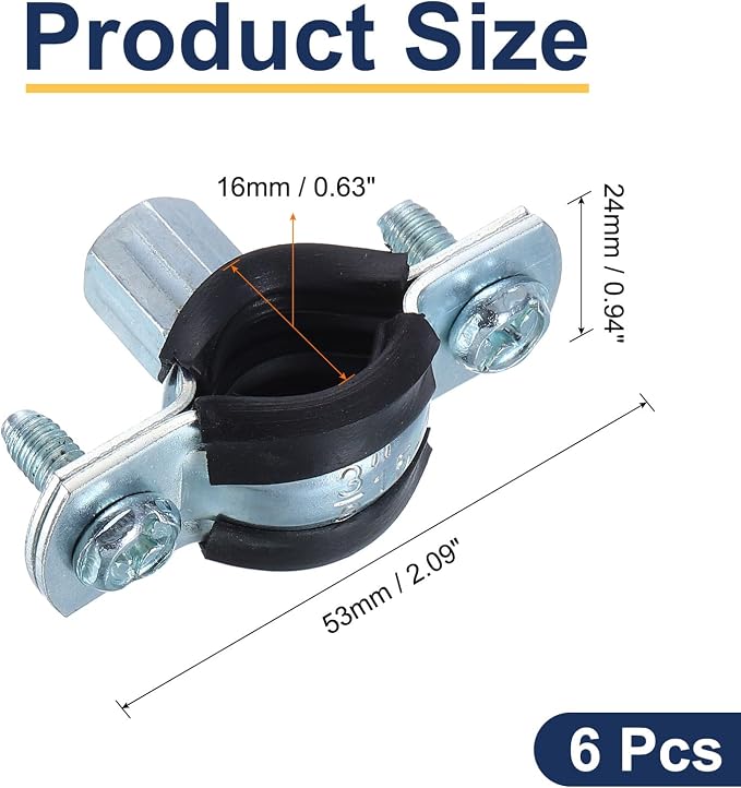 uxcell 6 Pcs Split Ring Pipe Hanger, 16mm/0.6inch Adjustable Pipe Bracket Clamp - Image 2