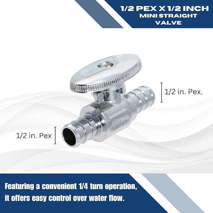 2 Pack XFITTING 1/2" Pex Mini Straight Ball Valve, Barb Crimp, Full Port - Image 5