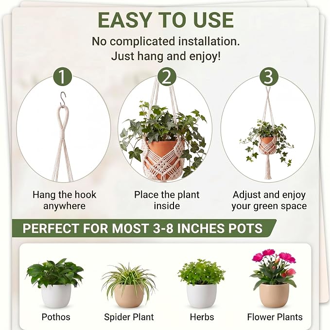 Shappy 2 Pack Boho Macrame Plant Hanger - Image 3