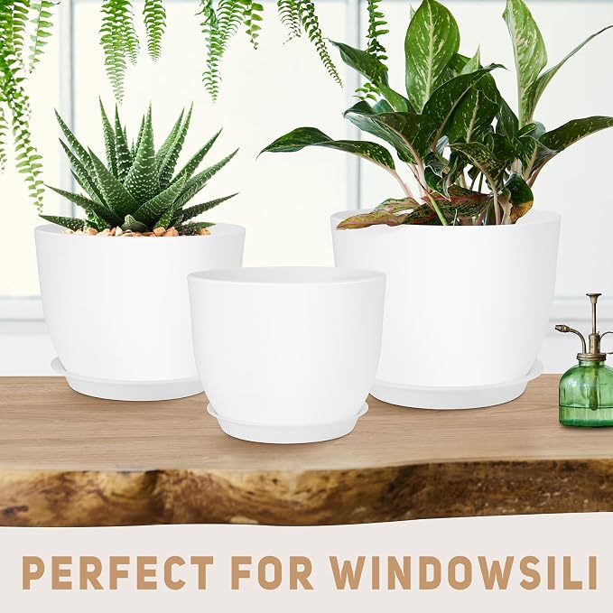 YNNICO Plant Pots 12/10/9 inch Set of 3, Flower Pots - Image 4