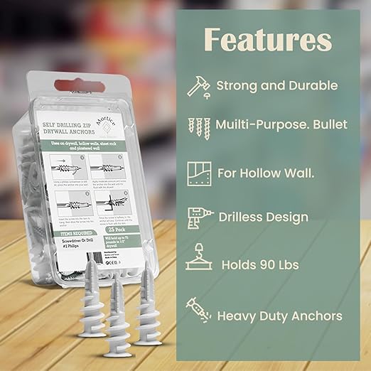 Reinforced Nylon 66 Drywall Repair Anchors - 90lb - Image 6