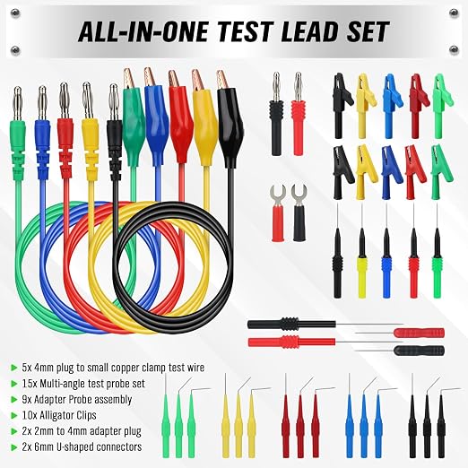 SWANLAKE 43-Piece Back Probe Kit, 30A Multi-Angle Test Probe, 4mm Banana Plug - Image 7