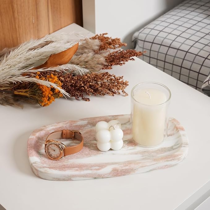 Natural Marble Tray for Bathroom Countertop, Vanity Tray for Decor, Marble - Image 2