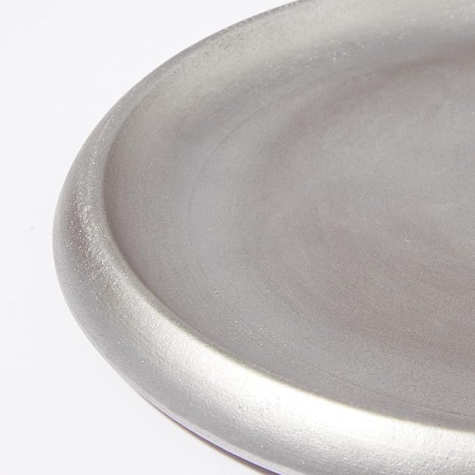 DN DECONATION Silver Ottoman Tray, Large Round Decorative Trays - Image 6