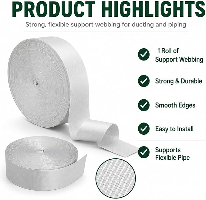 Heavy Duty Duct Strap, 1.95 in x 147 ft Nylon Webbing - Image 3