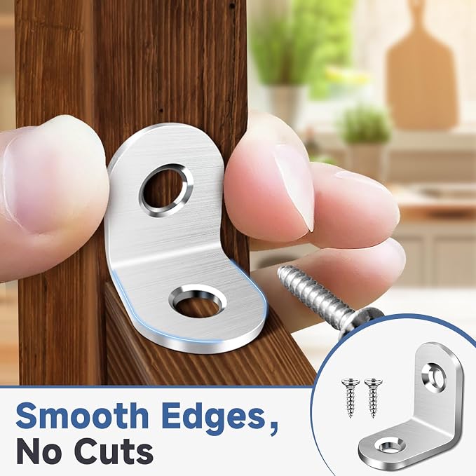 40PCS L Bracket Corner Brace Set, Stainless Steel Corner Bracket | Small Right - Image 4