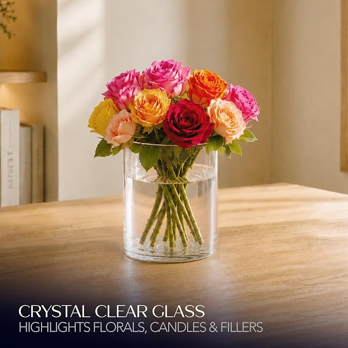Royal Imports Glass Cylinder Flower Vase 8" Tall, Floating & Votive Candle - Image 6