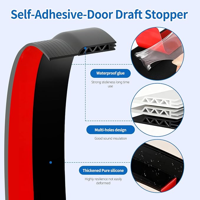 2 Pack Door Draft Stopper Sheets, Door Sweep - Image 3