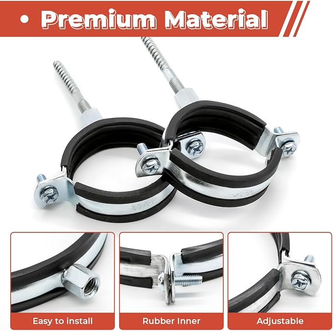 6 Pcs 4.9-5.1 Inch Split Ring Pipe Hanger, 125-130mm Heavy Duty Adjustable Pipe - Image 3