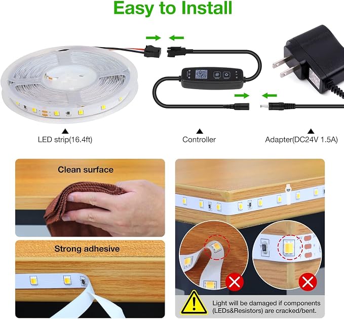 CT CAPETRONIX Tunable White LED Strip Light, 3000K-6500K LED Strip Light - Image 8