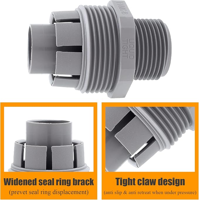 4Pcs NPT 3/4" 180D Electrical Conduit Connector Fittings | PVC, Nonmetallic - Image 4