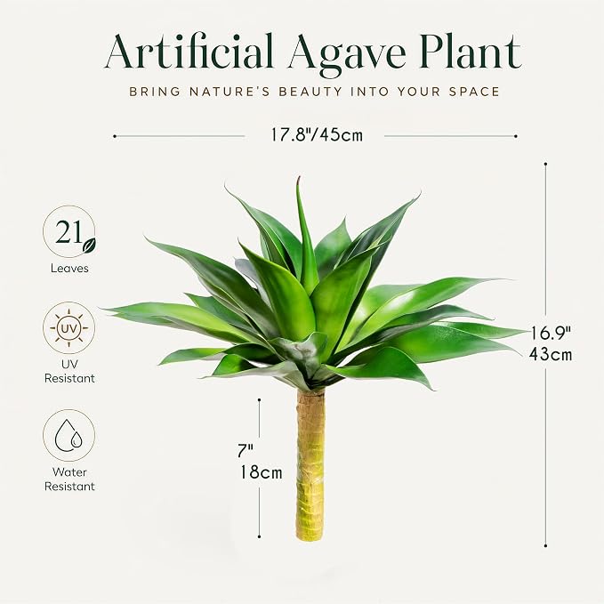 Ttranewsoo Artificial Agave Plants, Large UV Resistant Fake Agave Planters - Image 2
