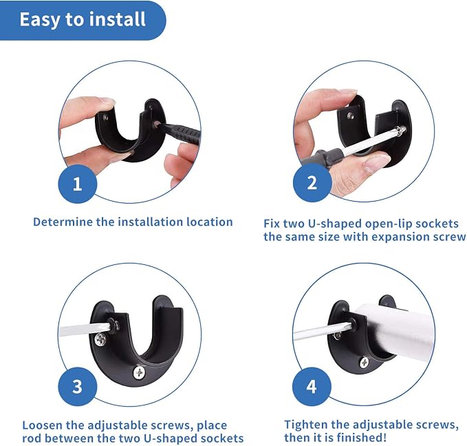 Rise age 1-3/8 Inch Closet Rod Brackets, Closet Rod Holders - Image 7