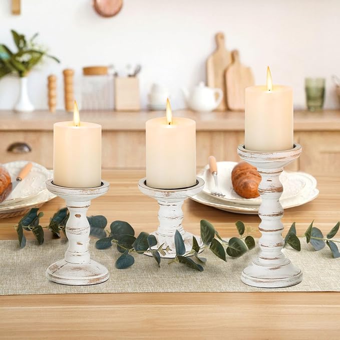 Romadedi Pillar Wood Candle Holders, Dining Tables Centerpieces. - Image 6