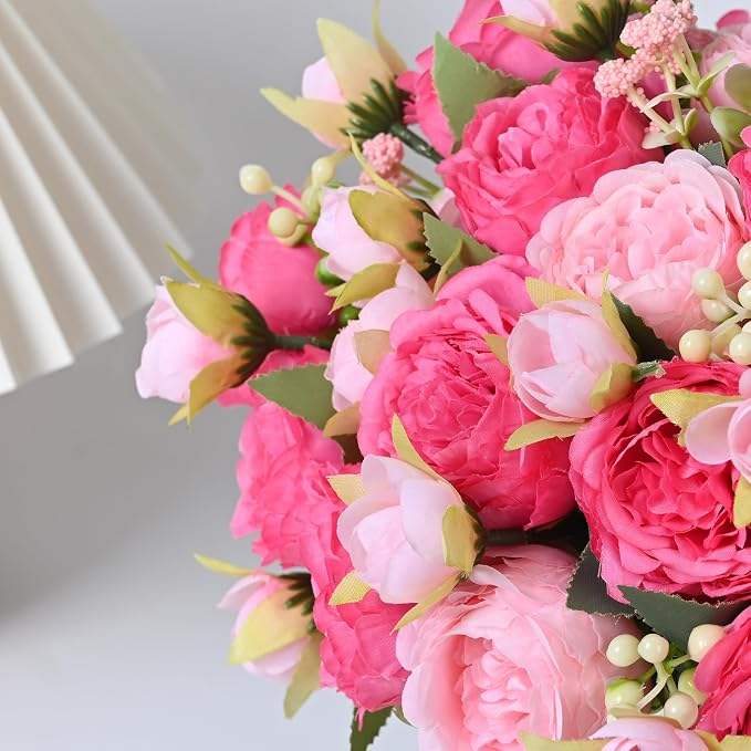 12 Packs Peonies Artificial Flowers, Mixed Pink Silk Artificial Peonies | Fake - Image 7