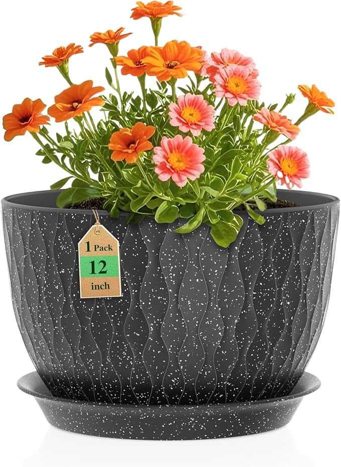 WSMKSZ 12 Inch Wide Water Ripples Flower Pots by WSMKSZ