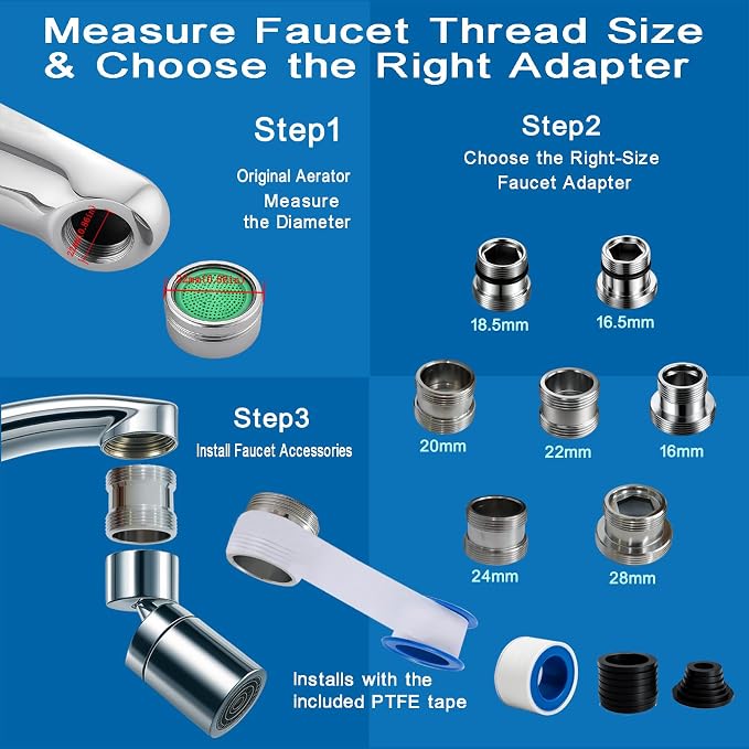 7 Pieces Male Thread Faucet Adapter Kit, Sink Faucet Aerator Adapter | Male - Image 4