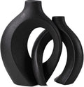 Black Hollow Ceramic Vase Set of 2, Snuggle Round Boho Donut Modern Vase Nordic by 100hand-madeworks