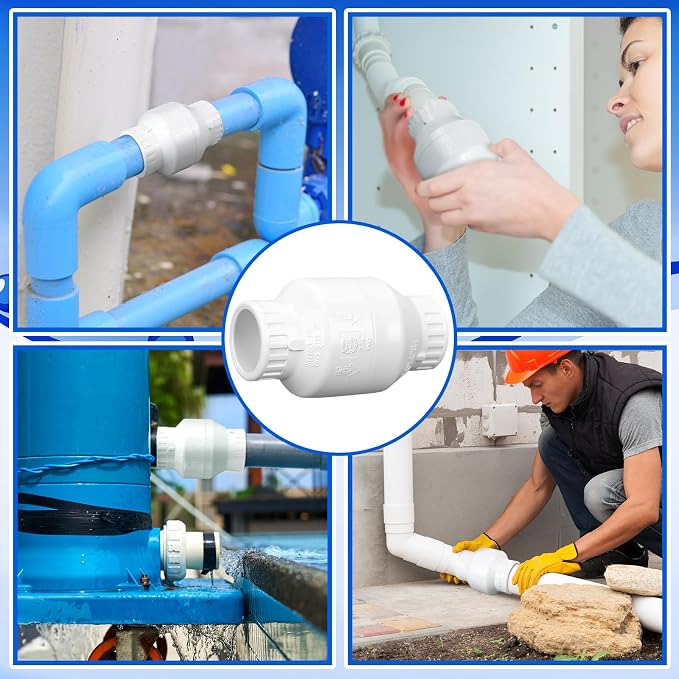 Geetery 2 Pcs 3/4'' PVC Check Valve Slip Swing No Spring Back Flow Preventer - Image 5