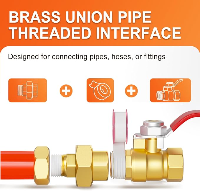 GASHER 5PCS 3/8" NPT Brass Union Pipe Fitting | 3/8 Inch Female x 3/8 Inch Male - Image 8