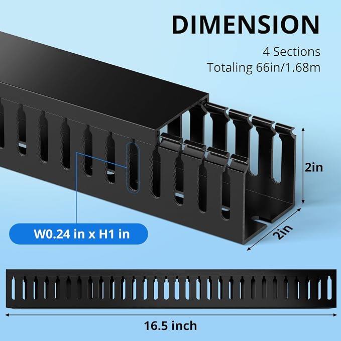2" H x 2" W Cable Raceway, 66in Under Desk Wire Management Channel, 16.5in Each - Image 2