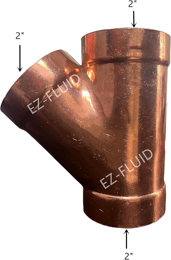 EZ-FLUID 2" Copper DWV Tee-Wye Copper Pipe Fitting C x C x C Sweat Sockets - Image 2