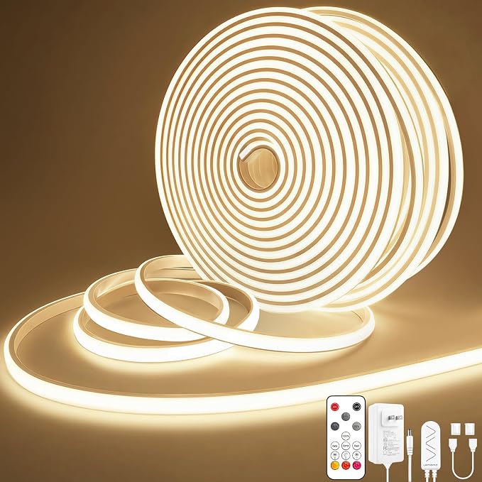 Lamomo COB LED Strip Lights 65.6Ft, 2 Roll Natural White Dimmable Self-Adhesive by Lamomo