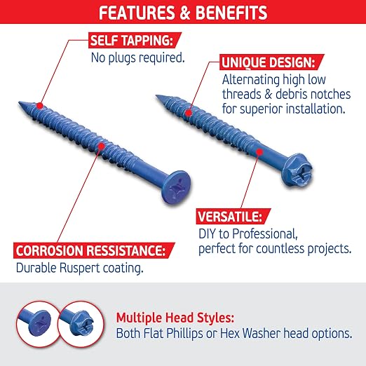Blue Multi Purpose Blue Concrete Screw Mix Kit - Image 3