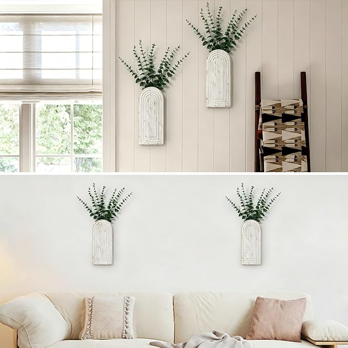 Handmade Wooden Wall Vases Set of 2 - Image 7
