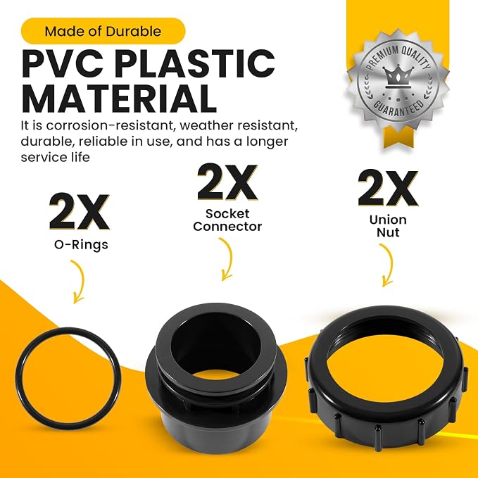 2 Pack 270100 Black Pool Valve Adaptor Replacement Kit Fit - Image 4