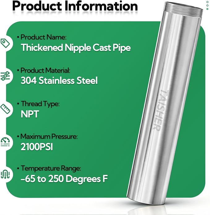 1pcs Thickened Nipple Cast Pipe 2" MNPT x 2" FNPT - Image 3