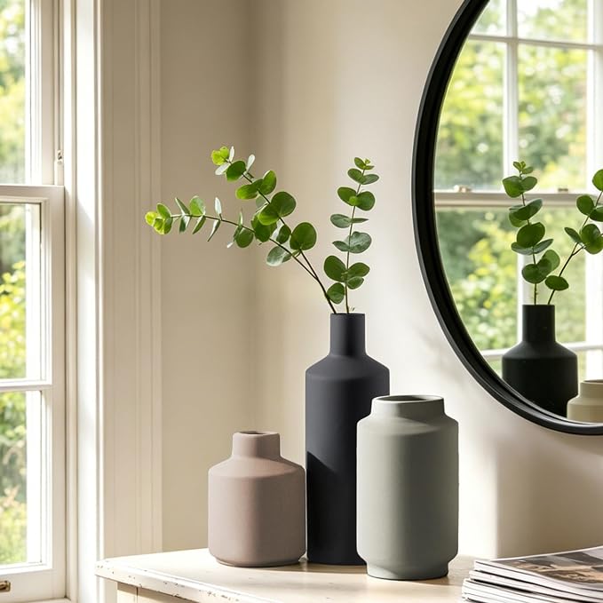 Ceramic Vase Set of 3, Modern Decorative Vases - Image 5