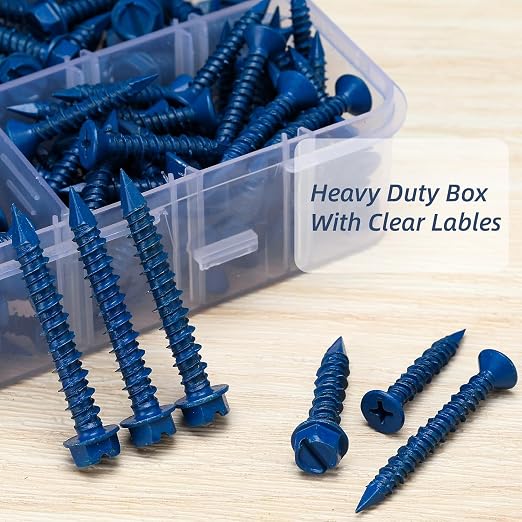 232Pcs Concrete Screws with Drill bits, 1/4 3/16 Masonry Screws - Image 7