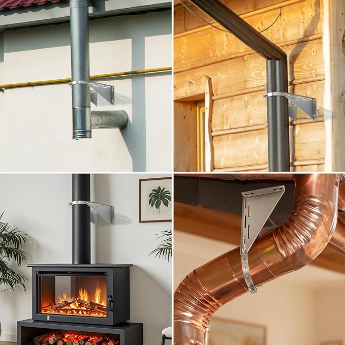 Adjustable 8" Chimney Pipe Wall Support Bracket, Fireplace Pipe Wall Bracket - Image 7