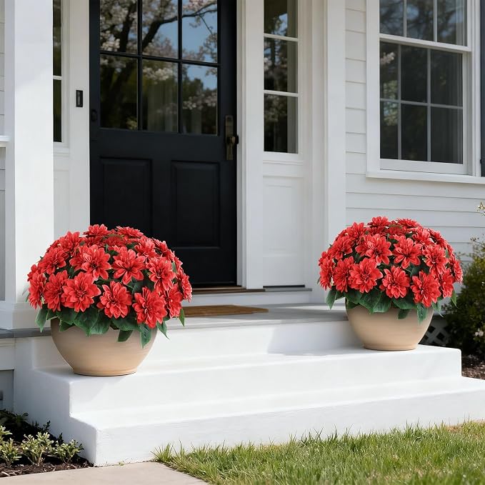2 Set Artificial Dahlia Topiary Ball Trees - Image 4
