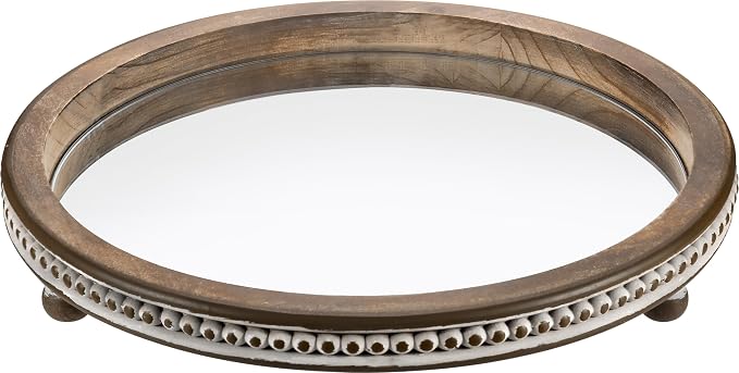KULEDM Handmade Wooden Serving Tray, Small Beaded Coffee Table Tray Decor by KULEDM