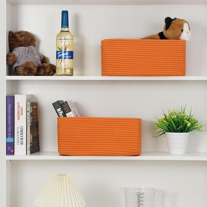 3 Pack Small Storage Baskets for Organizing, 11.8×7.8×5.1", Cotton Rope Basket - Image 5