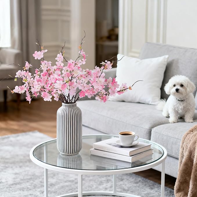 INXUGAO Artificial Cherry Blossom Branches Decor 12 PCS Fake Flowers Indoor | - Image 5