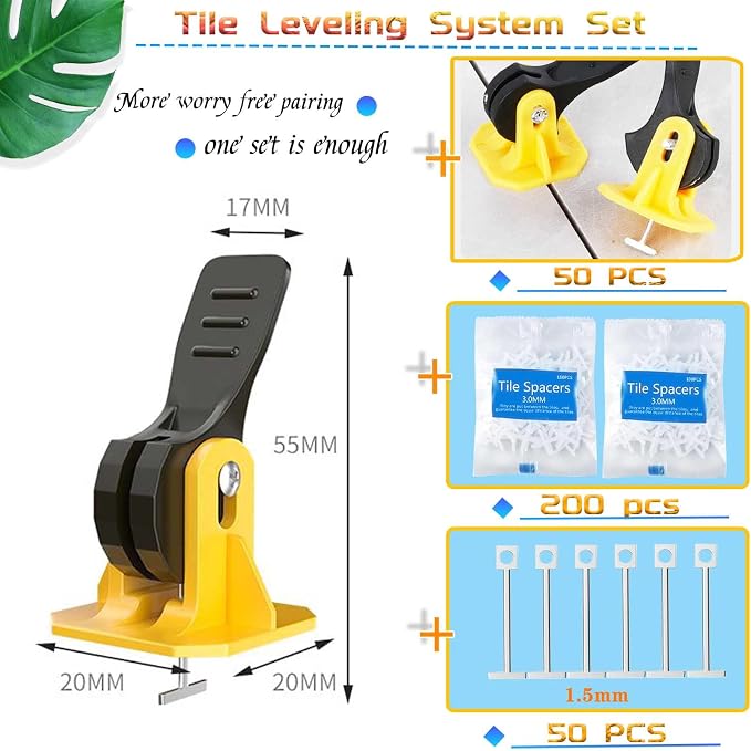 50pcs Tile Leveling System Reusable+200pcs Cross Tile Spacers 1/8"+50pcs - Image 2