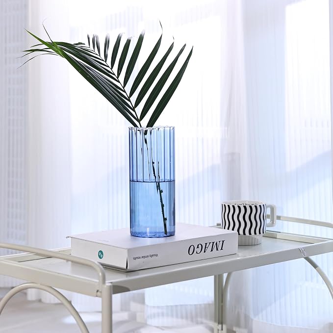 ComSaf Glass Cylinder Vase 8 Inch Tall, Hurricane Floating Candle Holder - Image 9