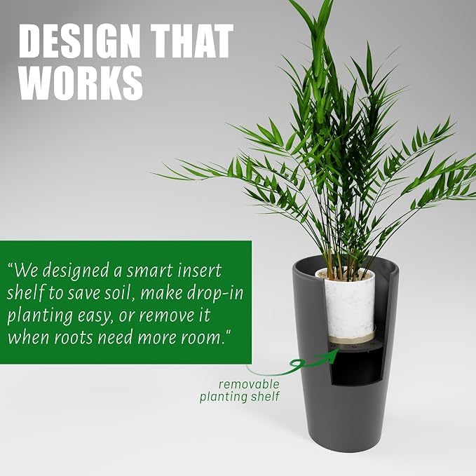 Set of 2 Round Tall Planters 22 Inch, Large Planter - Image 7