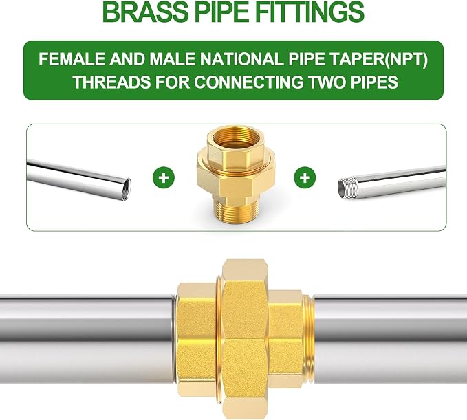 2PCS Brass Union，1" NPT Male x 1" NPT Female Brass Pipe Fitting - Image 5