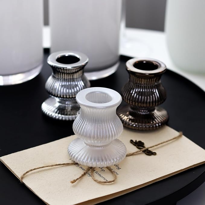 WDHODEC Black White Candlestick Holders 12PCS Glass Taper Candle Holders - Image 7