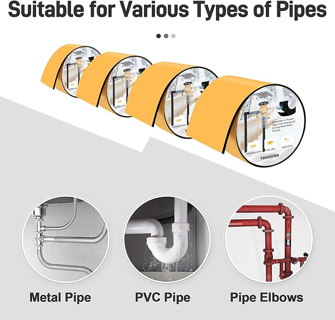 TOHONFOO Outdoor Pipe Insulation Tapes, Foam Pipe Heat Tape, insulation foam - Image 5